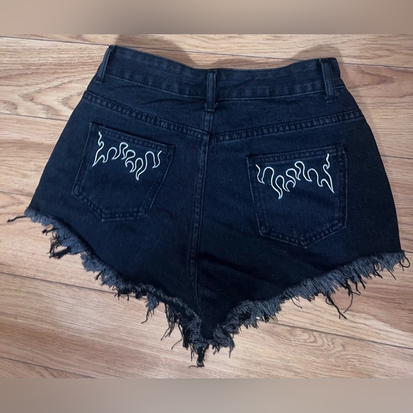 SHEIN flame embroidered denim shorts - Picture 1 of 4